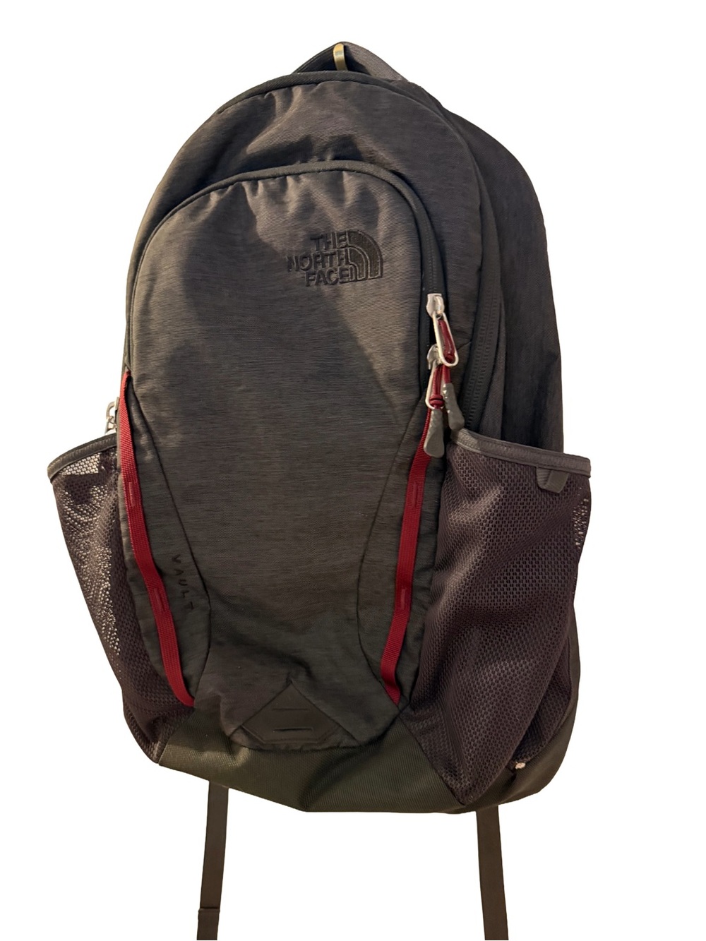 The North Face Vault Backpack Grey Heather/Cardinal Red Daypack - Picture 3 of 8